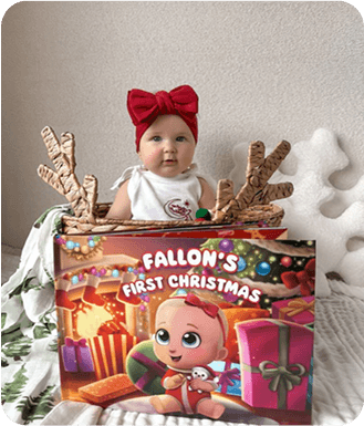 Child with Christmas personalized book
