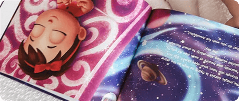 Child with personalized book